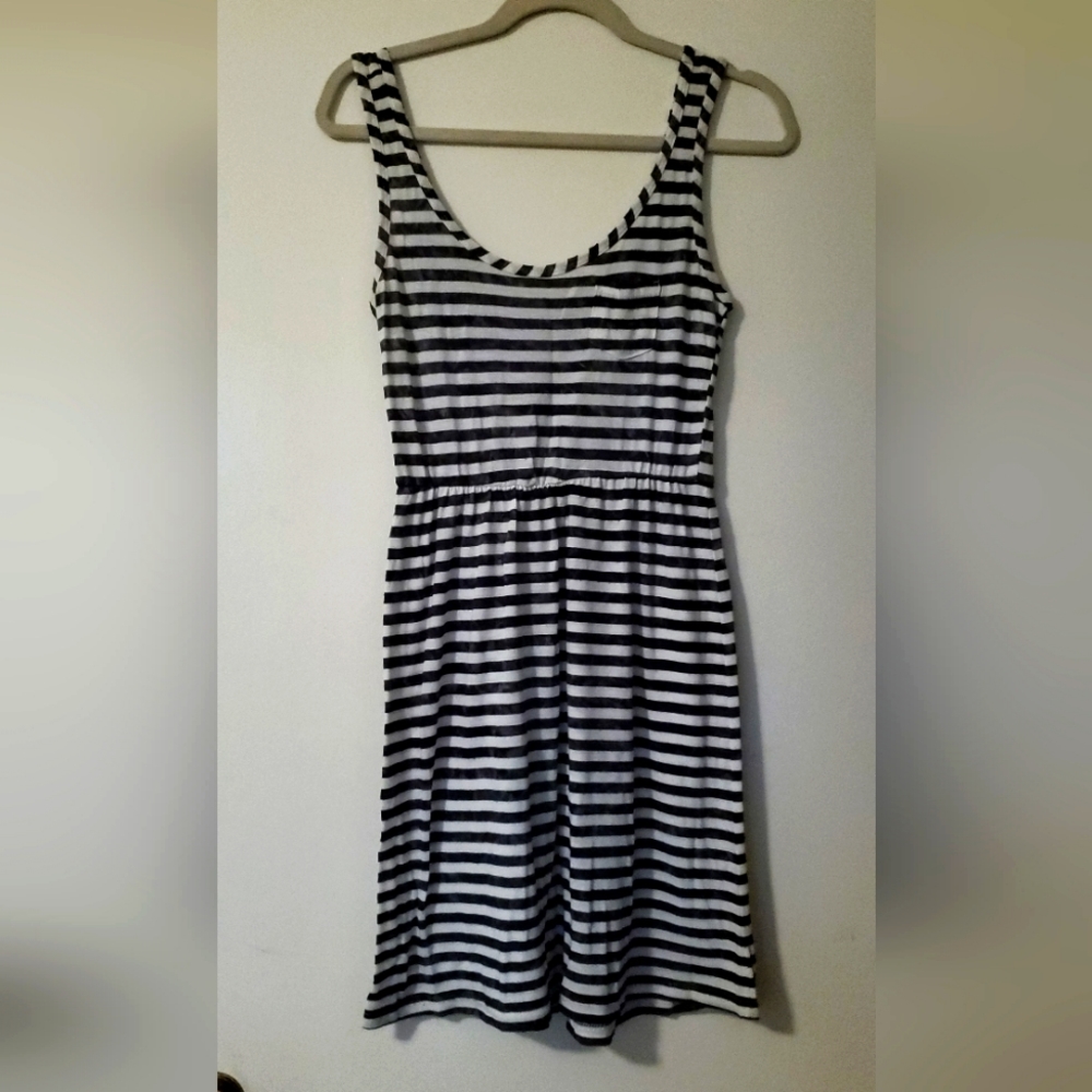 Just Love jersey knit black & white striped dress, sundress size Small
